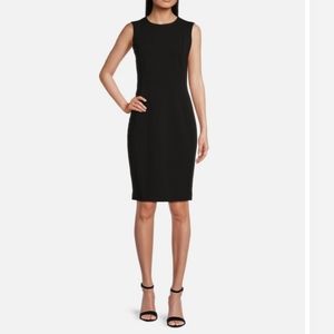 Calvin Klein Grey Size 14 Sleeveless Seam Front Scuba Crepe Sheath Dress Measure